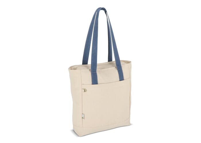 Sac cabas 310 g/m² promotionnel Reuuz Canvas Ecru / Bleu gris